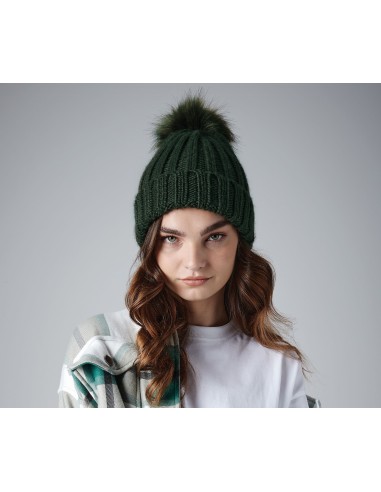 BEE-B413-Verbier Faux Fur Pop Pom Chunky Beanie